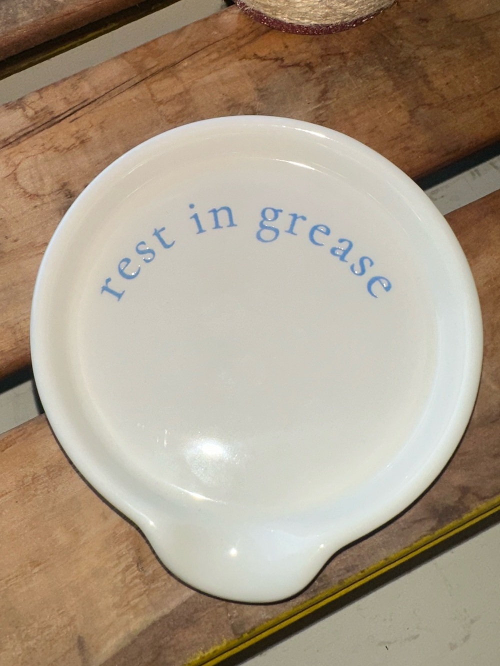 Rest in Grease White Ceramic Spoon Rest - New